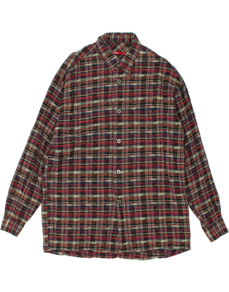 SIGNUM Mens Shirt Large Red Check Cotton | Vintage Signum | Thrift | Second-Hand Signum | Used Clothing | Messina Hembry 