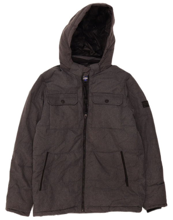 Jack & Jones Boys Hooded Padded Jacket 15-16 Years Grey Flecked