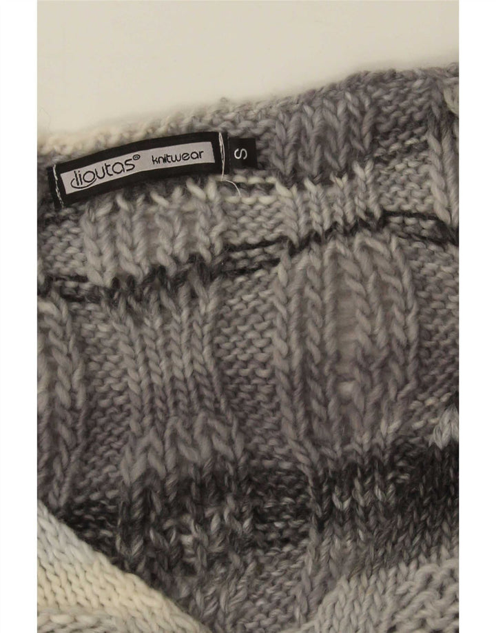 Vintage Womens Oversized Vest Tank Top UK 10 Small Grey Striped