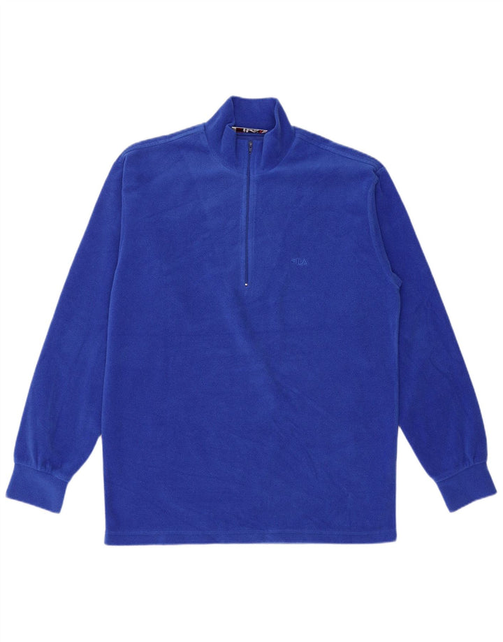 Fila Mens Zip Neck Fleece Jumper IT 48 Medium Blue Polyester