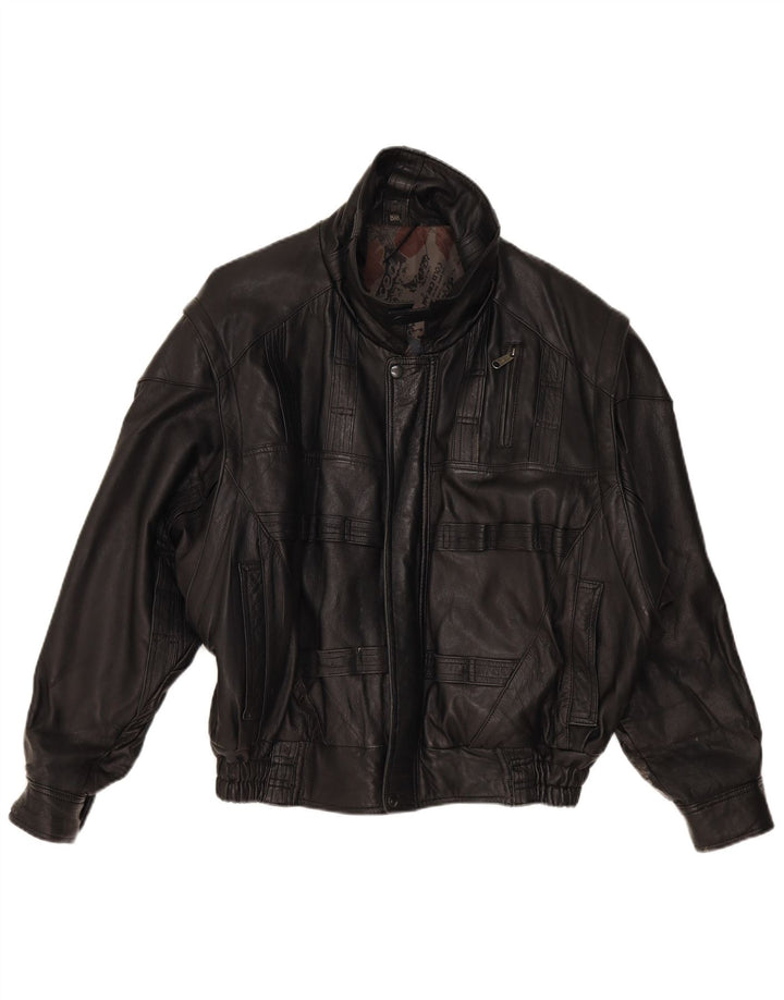 Vintage Mens Leather Jacket EU 50 Large Black Leather