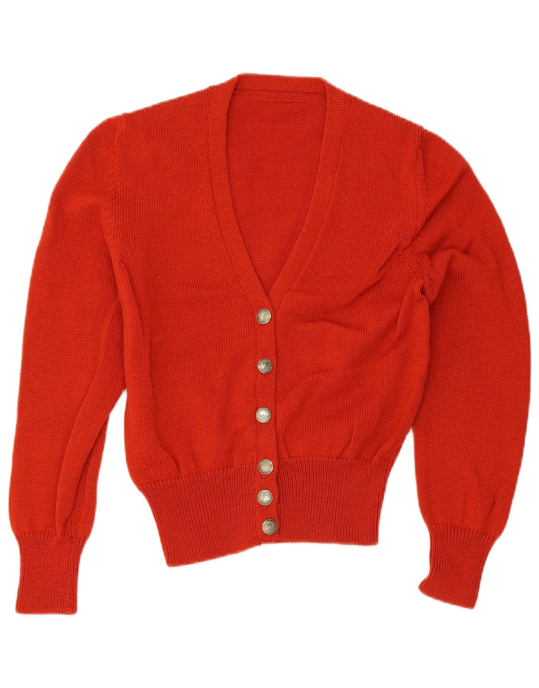 Vintage Womens Crop Cardigan Sweater UK 10 Small Orange
