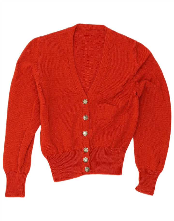 Vintage Womens Crop Cardigan Sweater UK 10 Small Orange
