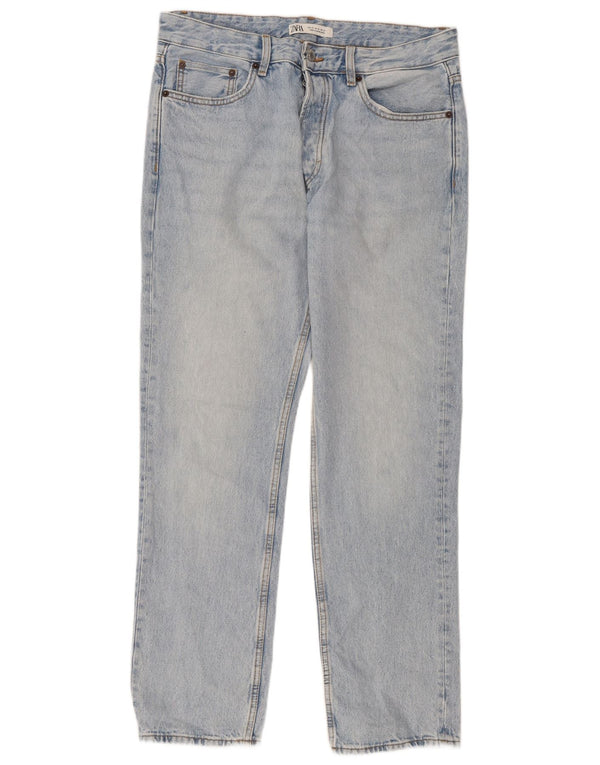 Zara Mens Straight Jeans EU 42 Large W32 L32 Blue Cotton