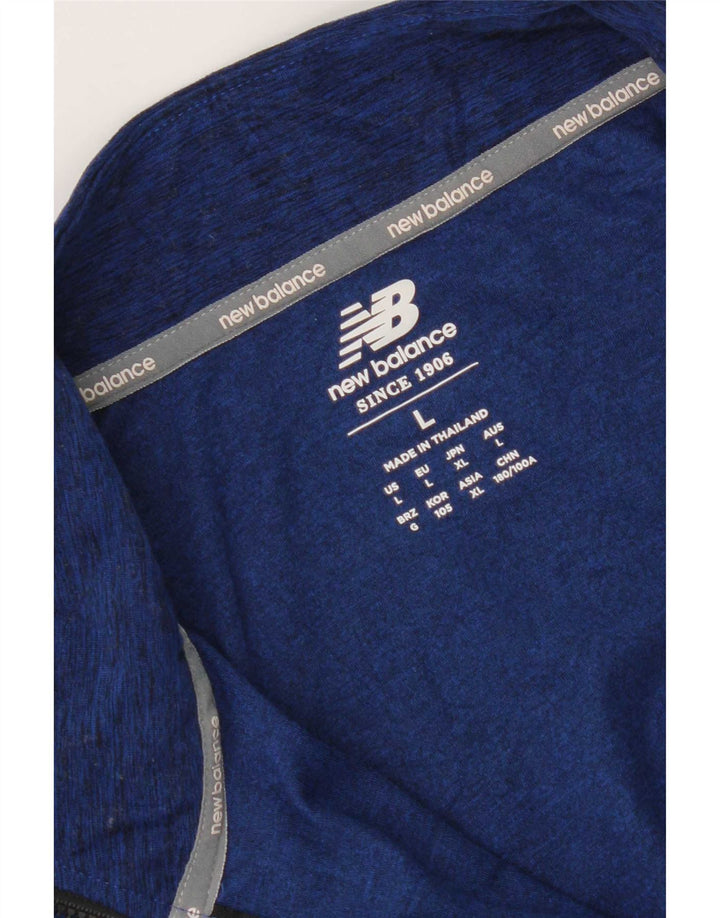 New Balance Mens Zip Neck Pullover Tracksuit Top Large Blue Flecked