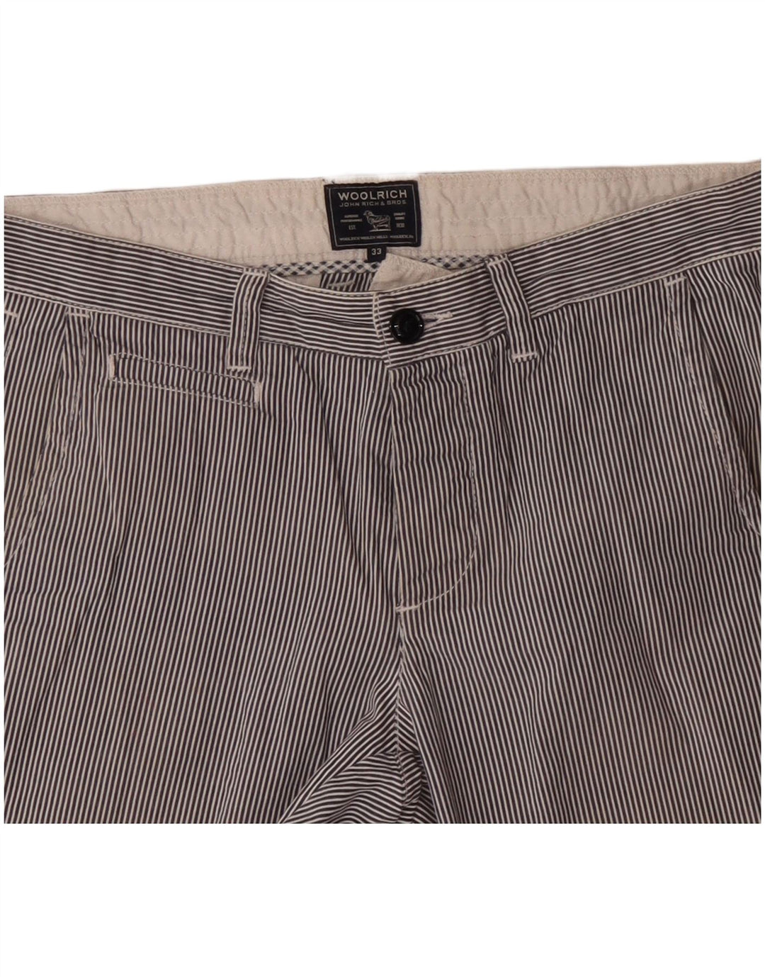 Woolrich Mens Chino Shorts W33 Medium Navy Blue Pinstripe Cotton