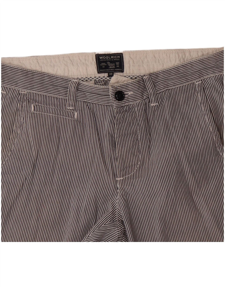 Woolrich Mens Chino Shorts W33 Medium Navy Blue Pinstripe Cotton