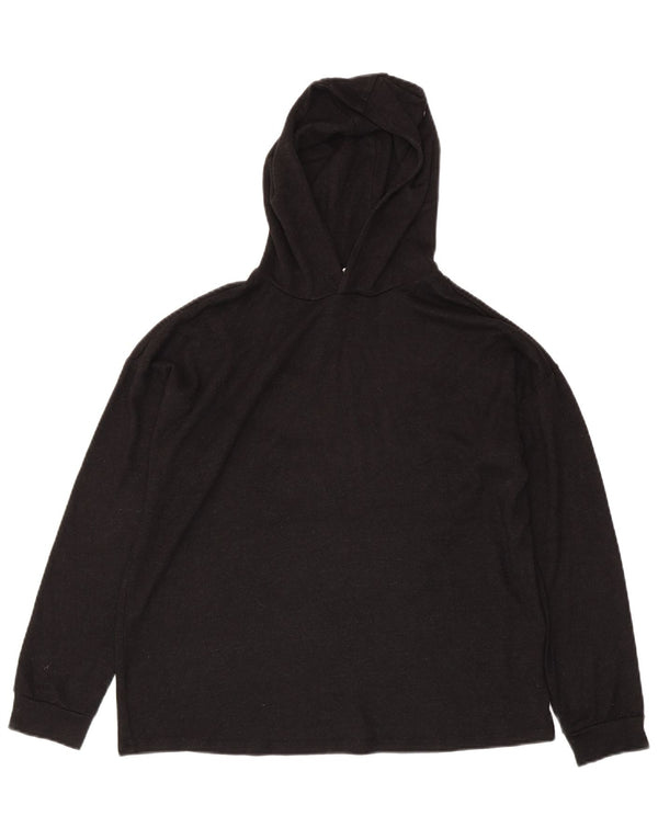 Marks & Spencer Girls Hooded Top Long Sleeve 15-16 Years Black Viscose