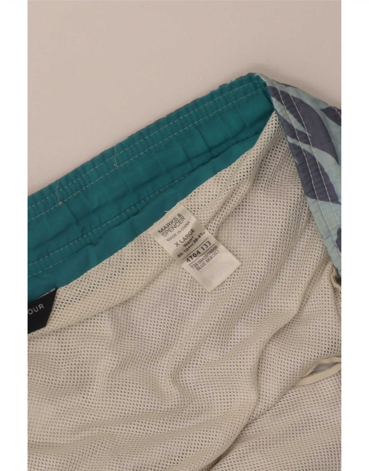 Marks & Spencer Mens Swimming Shorts XL Blue Floral Polyester