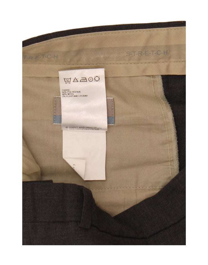 Marks & Spencer Mens Tailored Straight Suit Trousers W34 L29 Grey Polyester