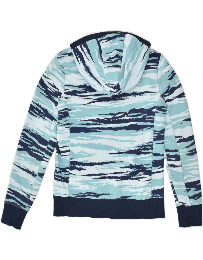 ADIDAS Womens Zip Hoodie Sweater UK 12/14 Medium Blue Camouflage Cotton | Vintage Adidas | Thrift | Second-Hand Adidas | Used Clothing | Messina Hembry 