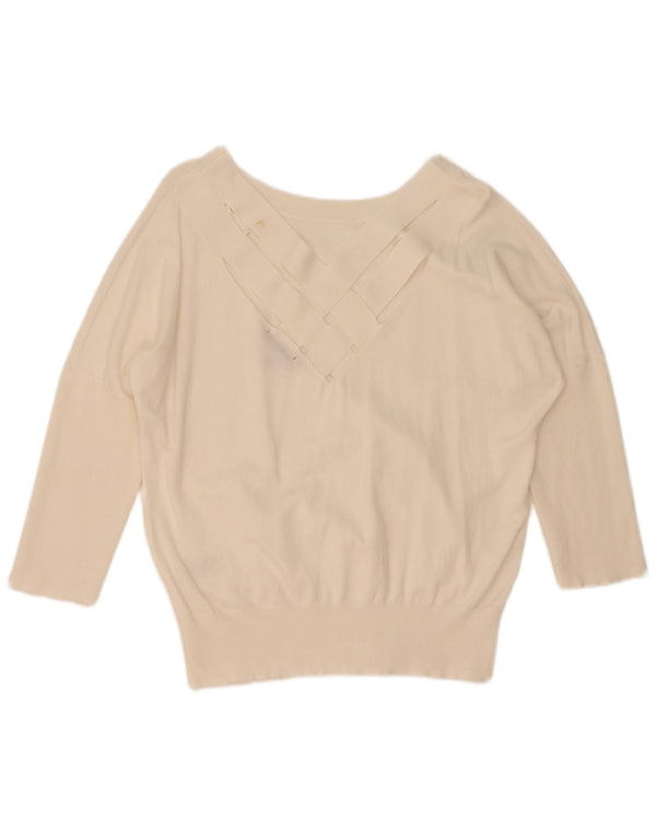 Phase Eight Womens 3/4 Sleeve Boat Neck Jumper Sweater UK 10 Small Off Whit