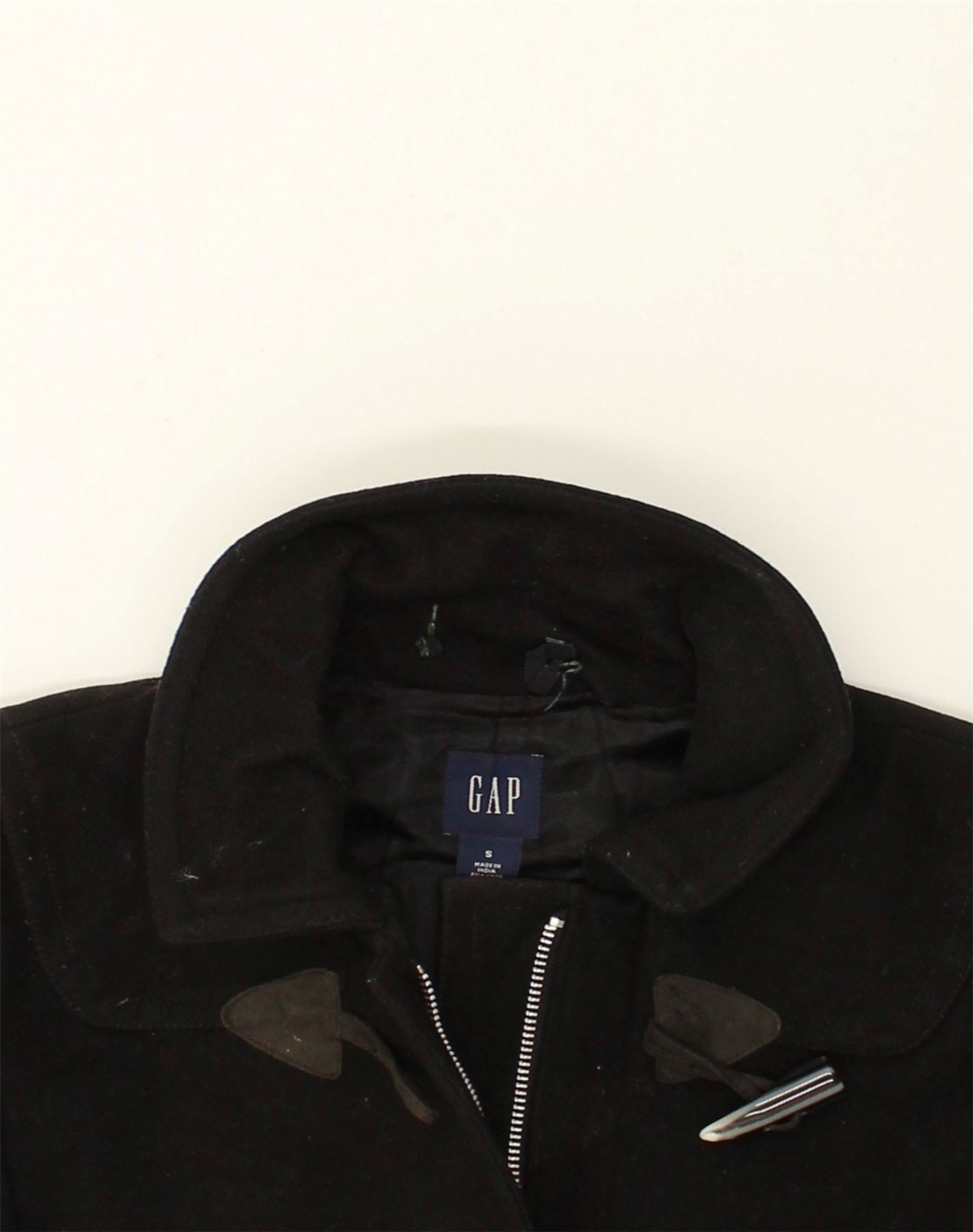 GAP Womens Duffle Jacket UK 8 Small Black Wool, Vintage & Second-Hand  Clothing Online