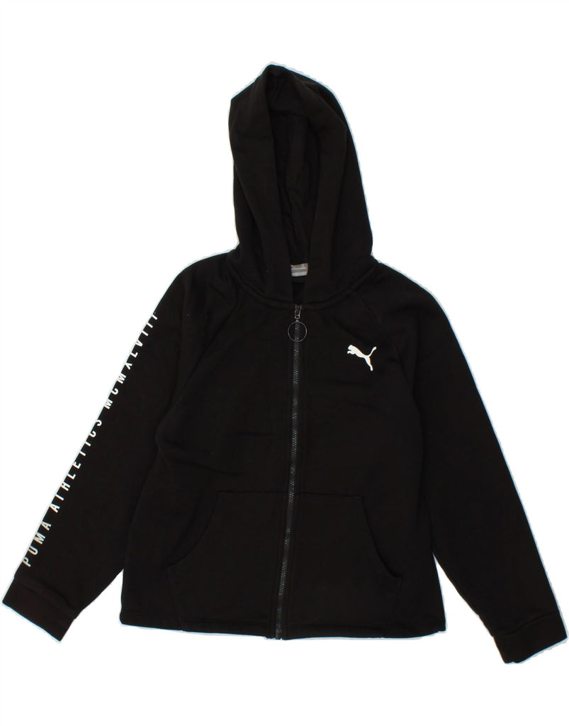 PUMA Boys Graphic Zip Hoodie Sweater 9-10 Years Black Cotton Vintage Puma and Second-Hand Puma from Messina Hembry 