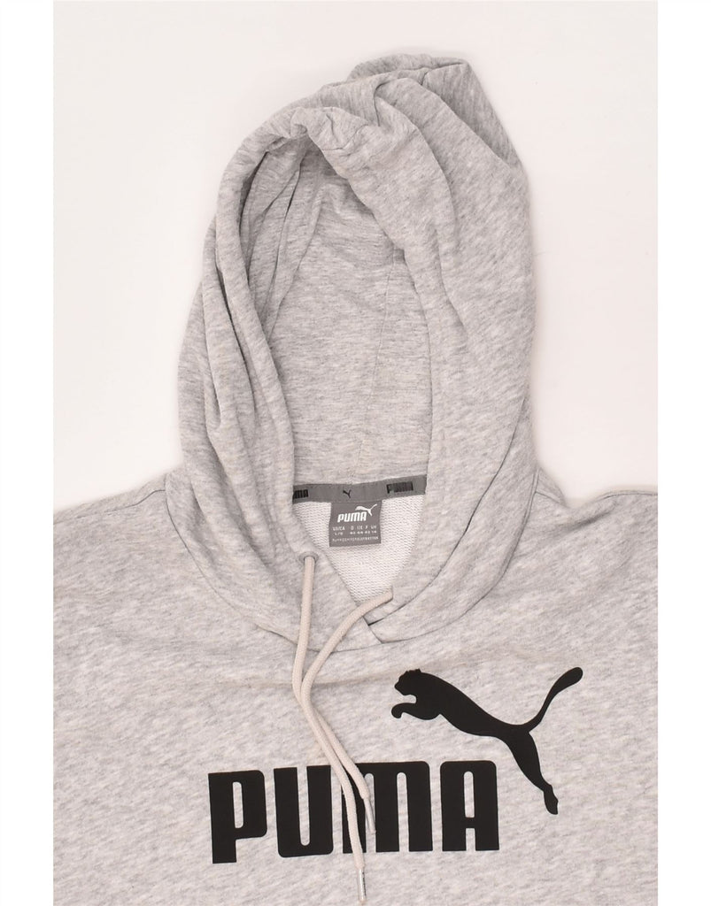 PUMA Womens Graphic Hoodie Jumper UK 14 Large Grey Cotton | Vintage Puma | Thrift | Second-Hand Puma | Used Clothing | Messina Hembry 