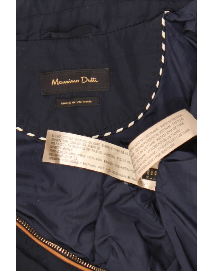 Massimo Dutti Womens Quilted Gilet UK 14 Large Navy Blue Nylon
