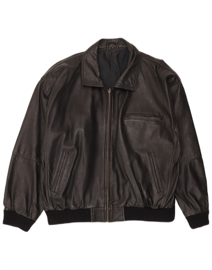 Vintage Mens Bomber Leather Jacket UK 42 XL Black