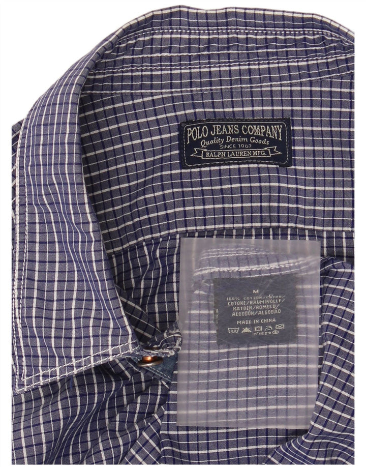 RALPH LAUREN Mens Shirt Medium Blue Gingham Cotton