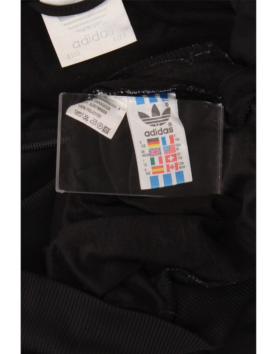 Adidas Boys Tracksuit Top Jacket 11-12 Years Medium Black Polyester