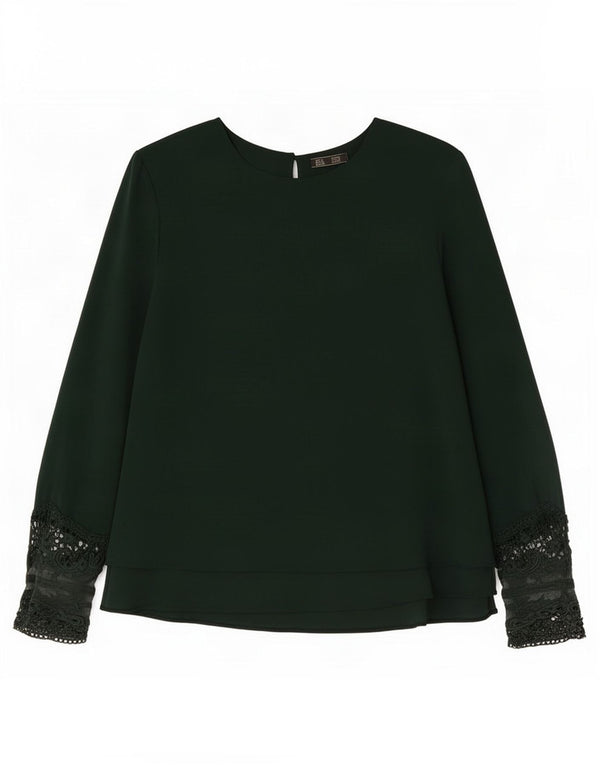 Zara Womens Trafaluc Long Sleeve Blouse Top UK 10 Small Green