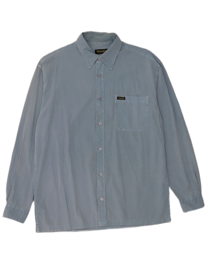 WRANGLER Mens Shirt Large Blue Cotton