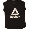 REEBOK Womens Graphic T-Shirt Top UK 4/6 XS Black Polyester Vintage Reebok and Second-Hand Reebok from Messina Hembry 