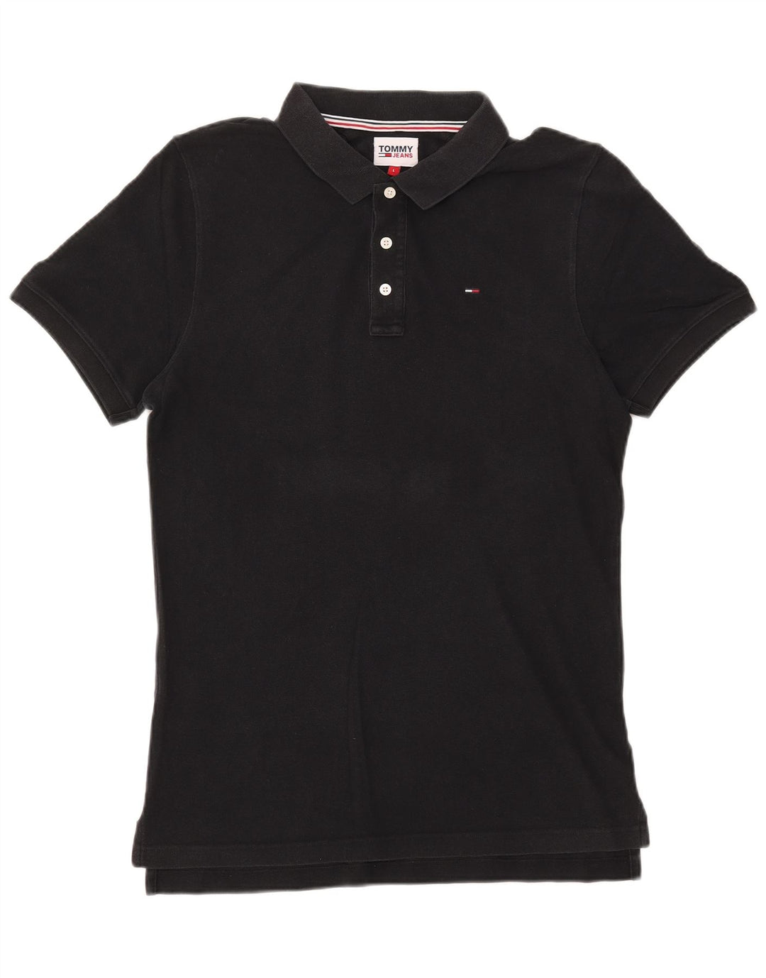 TOMMY HILFIGER Mens Polo Shirt Large Black Cotton