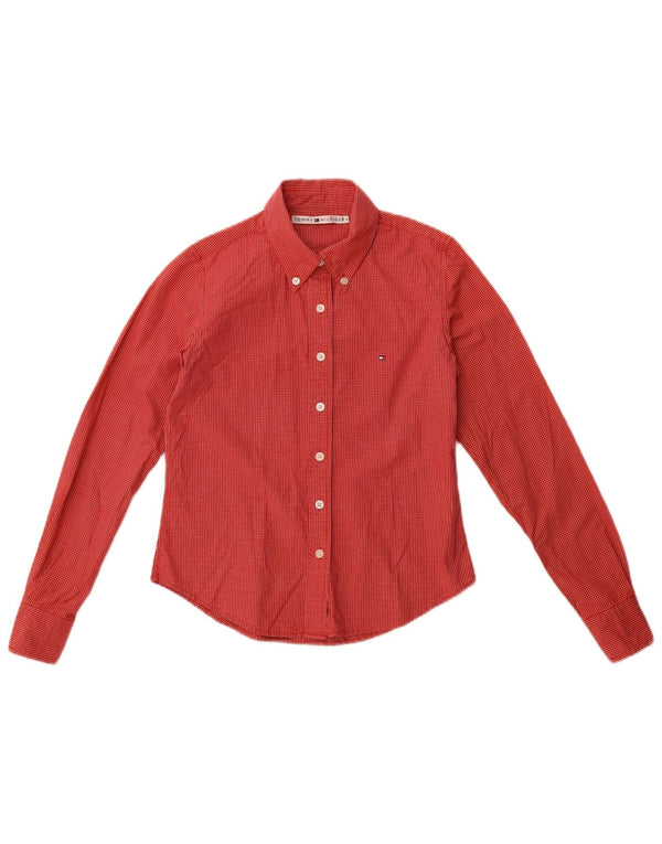 Tommy Hilfiger Womens Shirt US 6 Medium Red Check Cotton