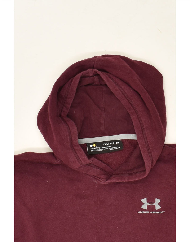 UNDER ARMOUR Boys Hoodie Jumper 15-16 Years XL  Burgundy Cotton | Vintage Under Armour | Thrift | Second-Hand Under Armour | Used Clothing | Messina Hembry 