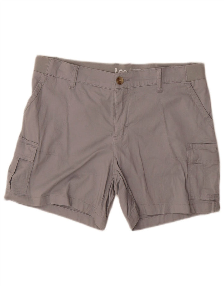 Lee Womens Mid Rise Regular Fit Cargo Shorts US 12 Large W34 Grey