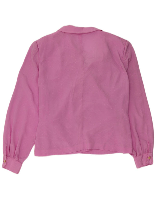 Vintage Womens Long Sleeve Wrap Blouse Top UK 16 Large Pink Spotted