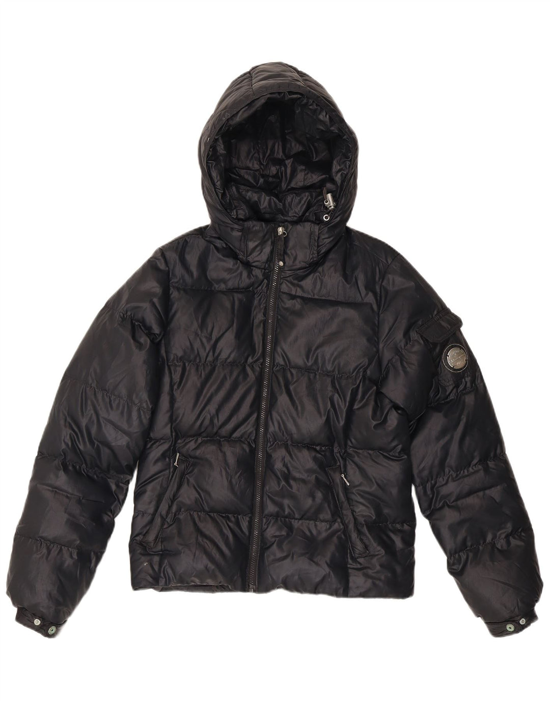 Champion Womens Hooded Padded Jacket UK 10 Small Black Polyester