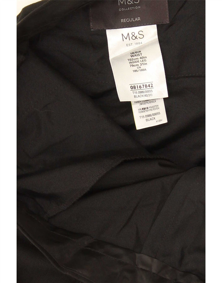 Marks & Spencer Mens Regular Suit Trousers W40 L31 Black Polyester