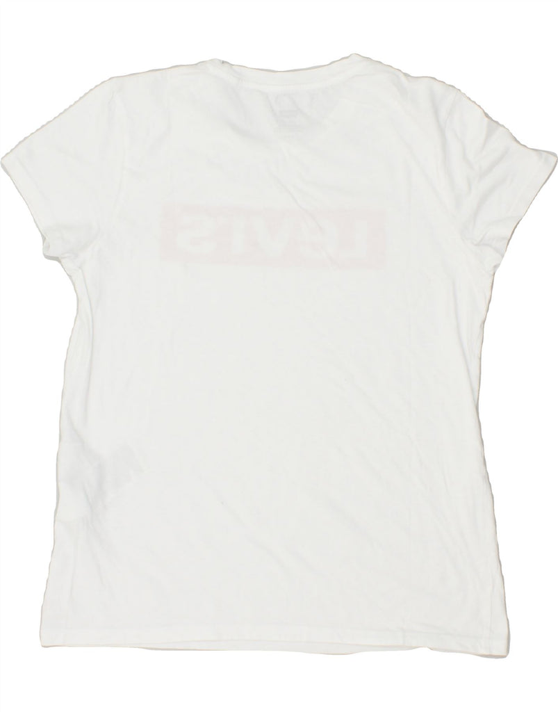 LEVI'S Womens Graphic T-Shirt Top UK 10 Small White Cotton Vintage Levi's and Second-Hand Levi's from Messina Hembry 