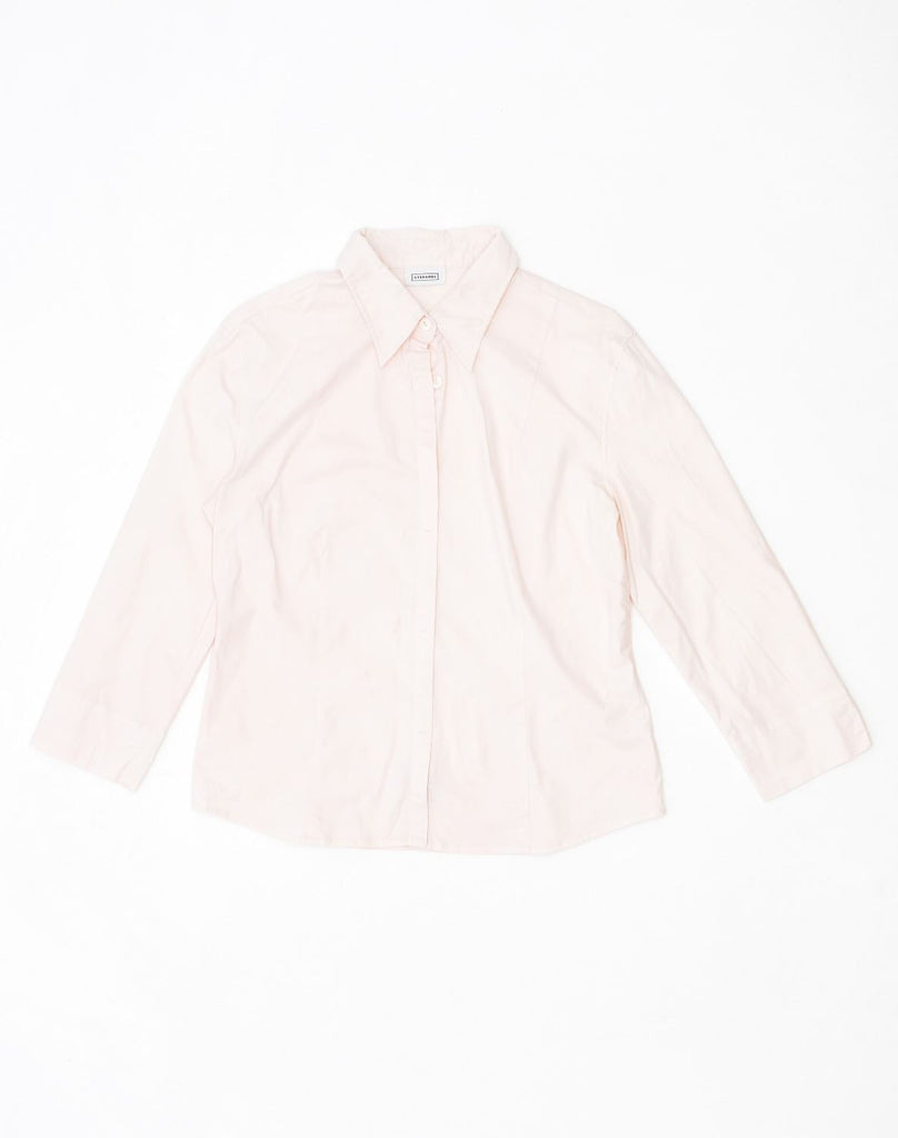 STEFANEL Womens 3/4 Sleeve Shirt UK 14 Large Pink Cotton | Vintage | Thrift | Second-Hand | Used Clothing | Messina Hembry 