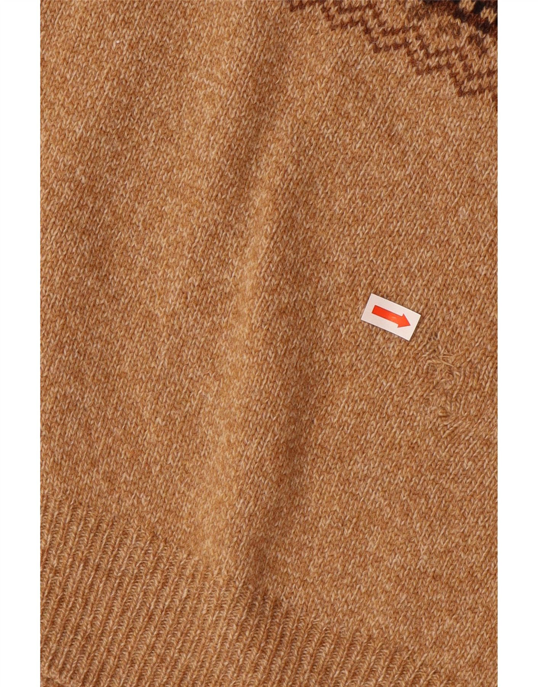Equipe Mens Zip Neck Jumper Sweater IT 54 XL Brown Fair Isle Wool