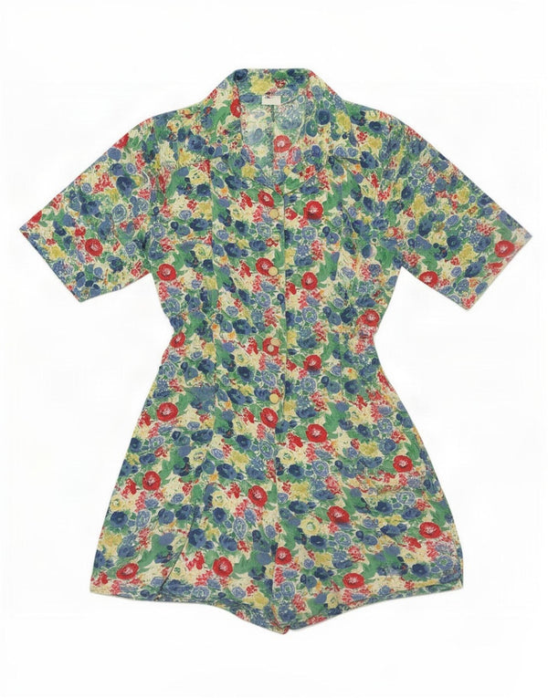Vintage Girls Playsuit 11-12 Years Multicoloured Floral Viscose