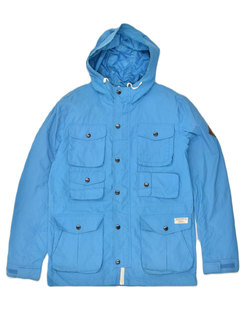 JACK & JONES Mens Hooded Utility Jacket UK 40 Large Blue Nylon | Vintage Jack & Jones | Thrift | Second-Hand Jack & Jones | Used Clothing | Messina Hembry 