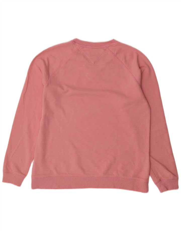 Tommy Hilfiger Womens Oversized Sweatshirt Jumper UK 10 Small Pink Cotton