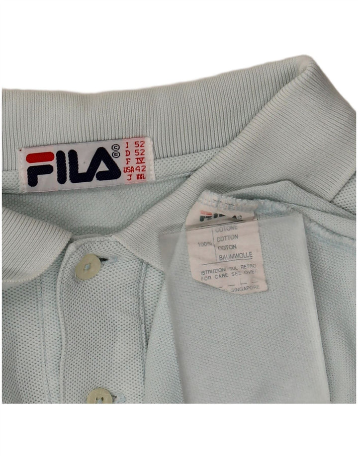 FILA Mens Long Sleeve Polo Shirt IT 52 Large Blue Cotton
