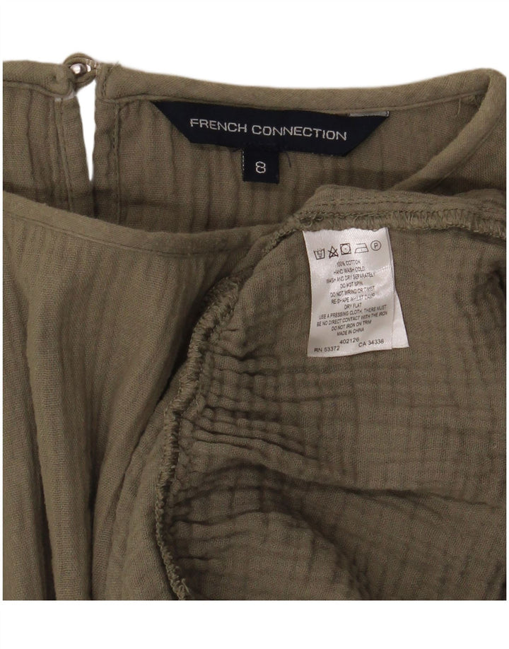 French Connection Womens Oversized Blouse Top UK 8 Small  Khaki Cotton