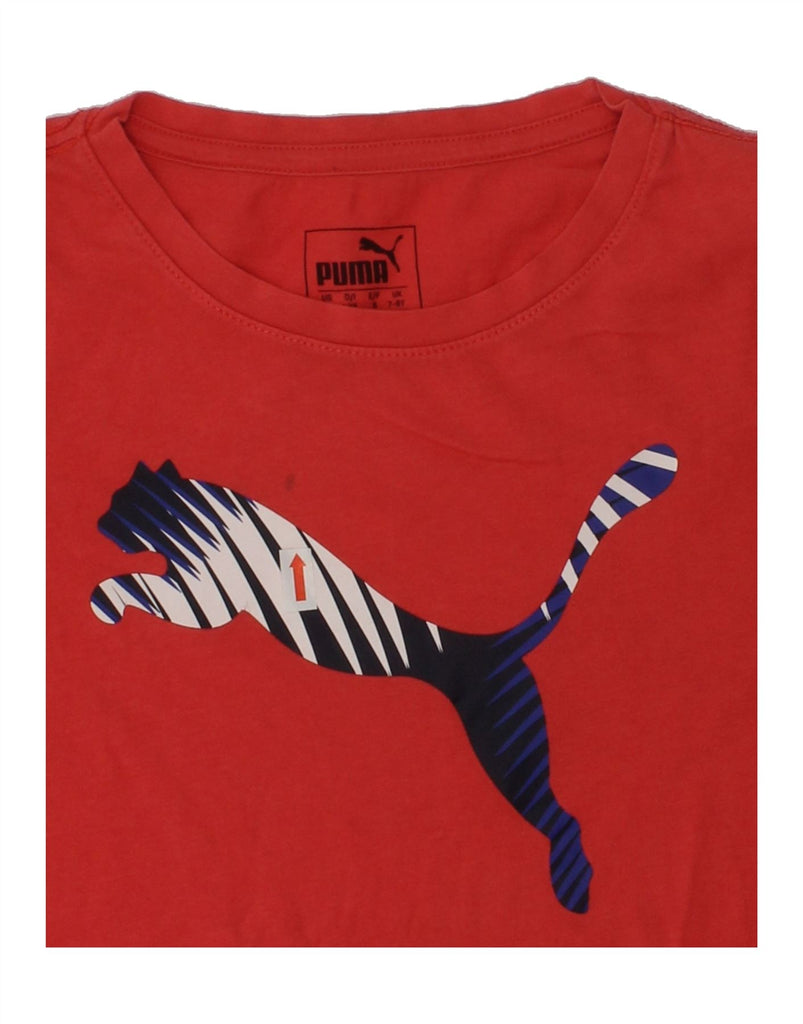 PUMA Girls Graphic T-Shirt Top 7-8 Years Red Cotton | Vintage Puma | Thrift | Second-Hand Puma | Used Clothing | Messina Hembry 