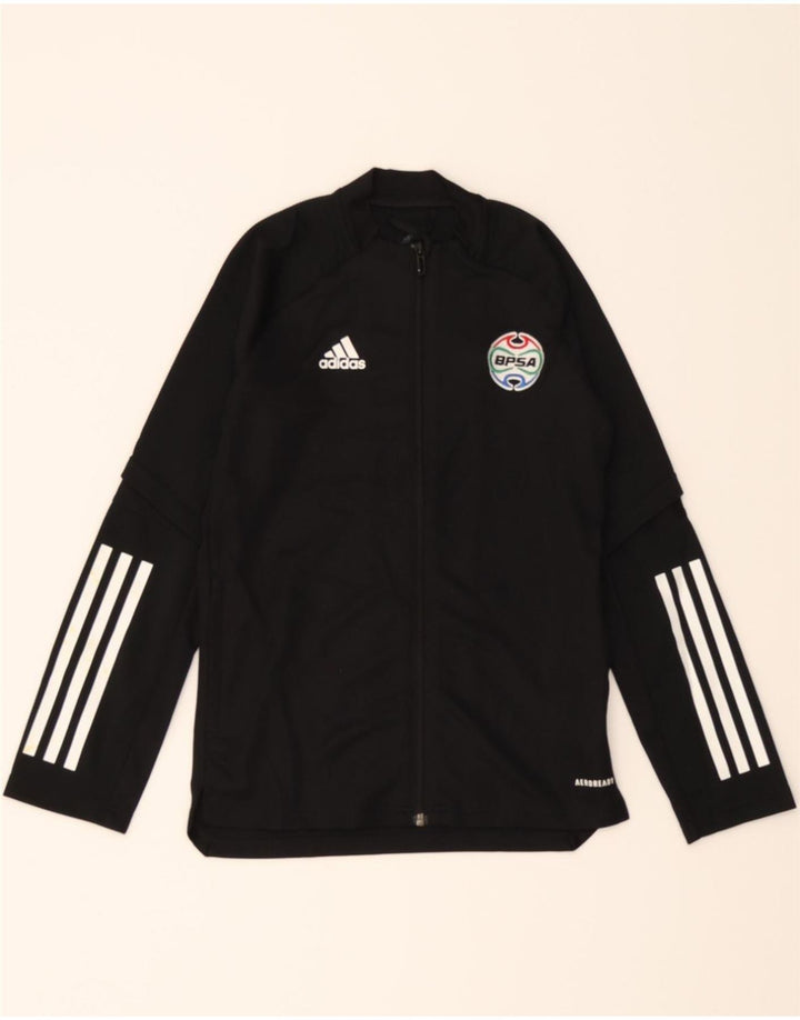 ADIDAS Boys Aeroready Tracksuit Top Jacket 9-10 Years Black Polyester Vintage Adidas and Second-Hand Adidas from Messina Hembry 