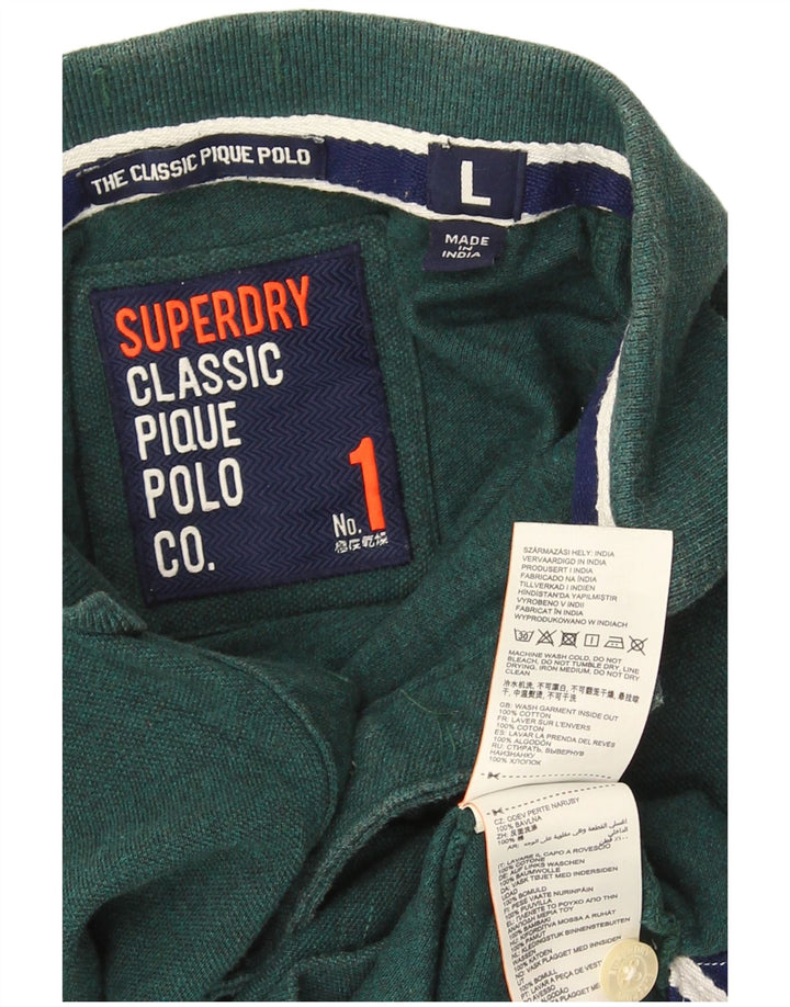 Superdry Mens Polo Shirt Large Green Cotton