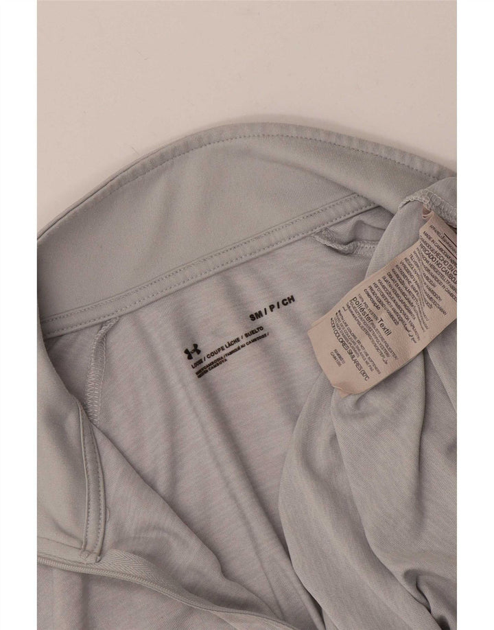 Under Armour Mens Zip Neck Top Long Sleeve Small Grey Polyester