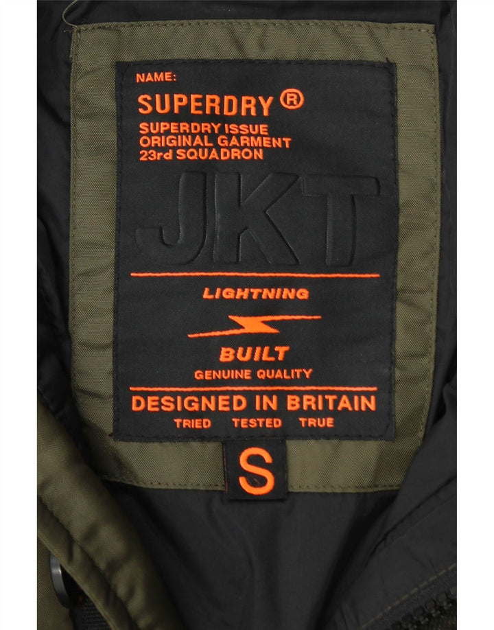SUPERDRY Mens Hooded Padded Jacket UK 36 Small Khaki Nylon