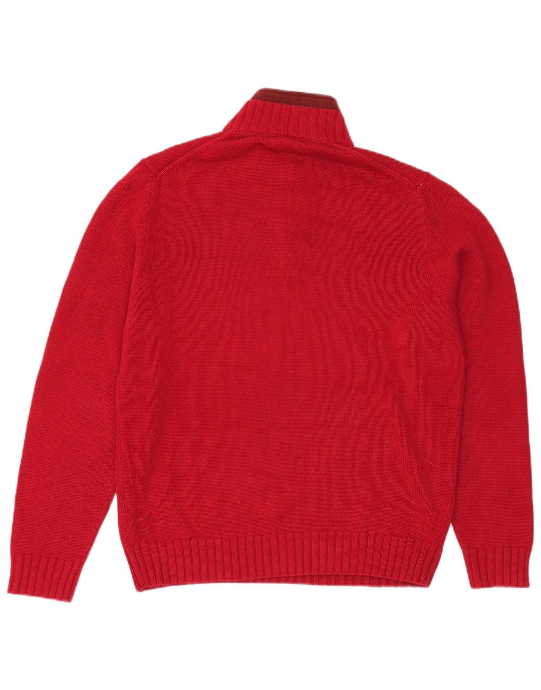 Massimo Dutti Mens Zip Neck Jumper Sweater XL Red Cotton