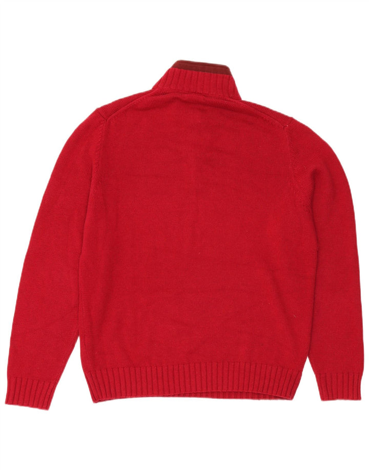 Massimo Dutti Mens Zip Neck Jumper Sweater XL Red Cotton