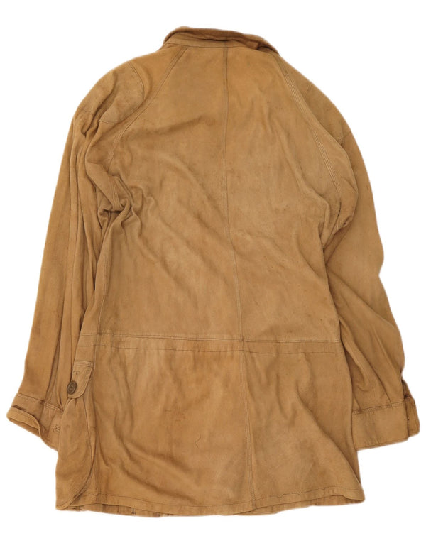 Vintage Womens Suede Overcoat UK 8 Small Beige