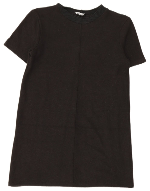 Zara Womens Short Sleeves Jumper Dress UK 10 Small Black
